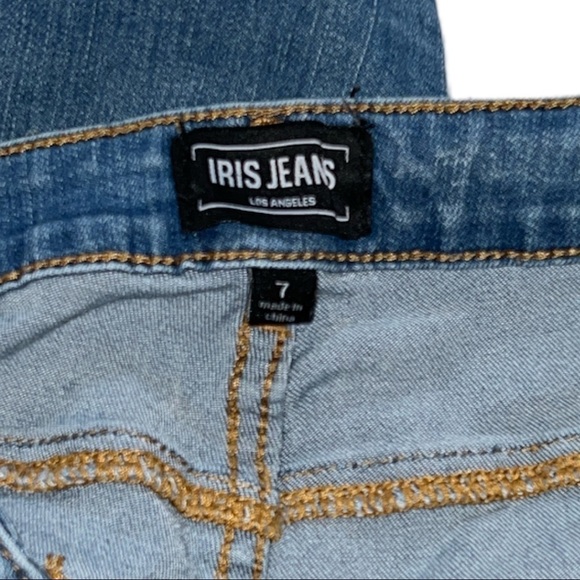 IRIS JEANS CUFFED SKINNY CROPS DISTRESSED WOMEN’S‎ DENIM JEANS SIZE 7 - Picture 9 of 14